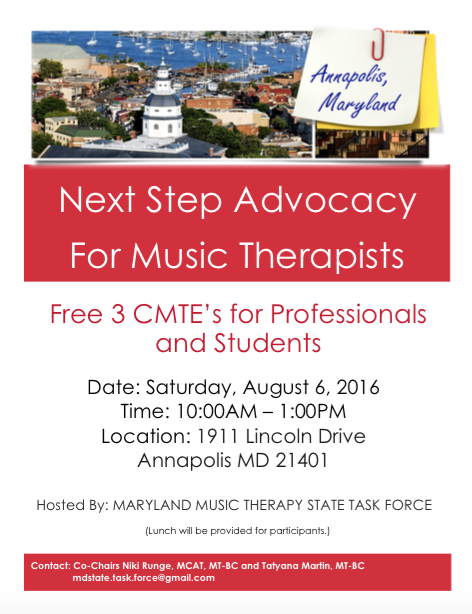 Read more about the article MD Music Therapists: Next Step Advocacy For Music Therapists!