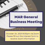 General Business Meeting: 10/24, 8 pm